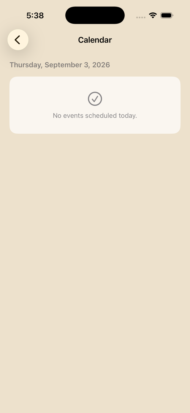 Calendar screen