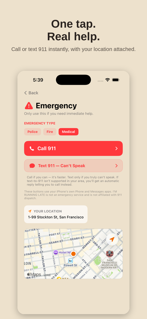 Emergency screen