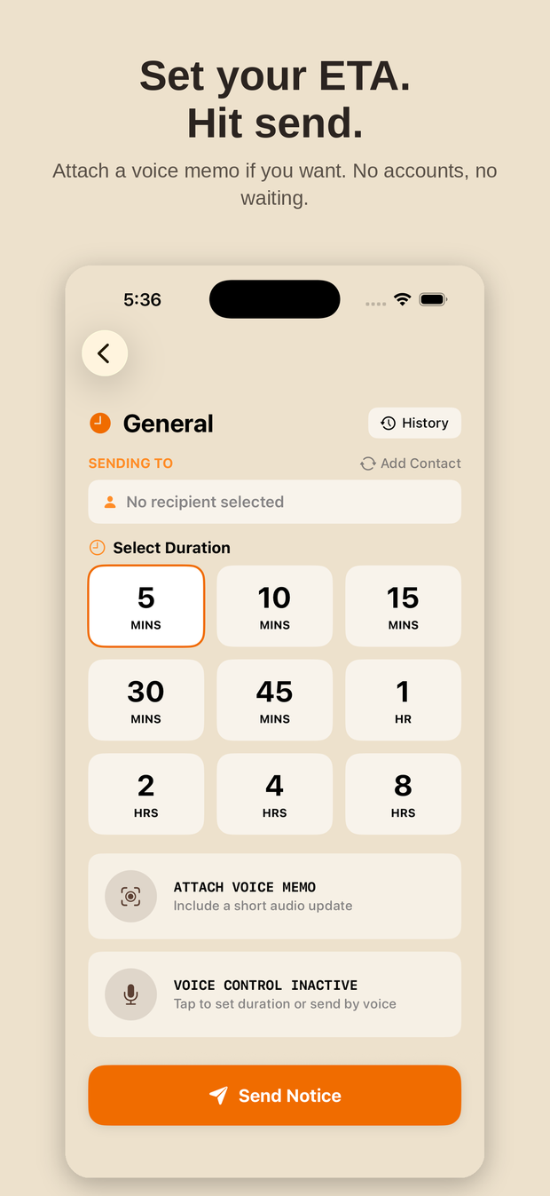 One-tap notice screen
