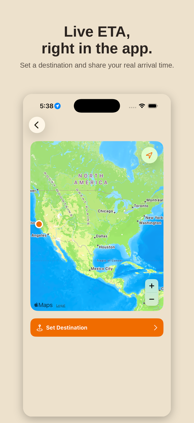 Map and ETA screen